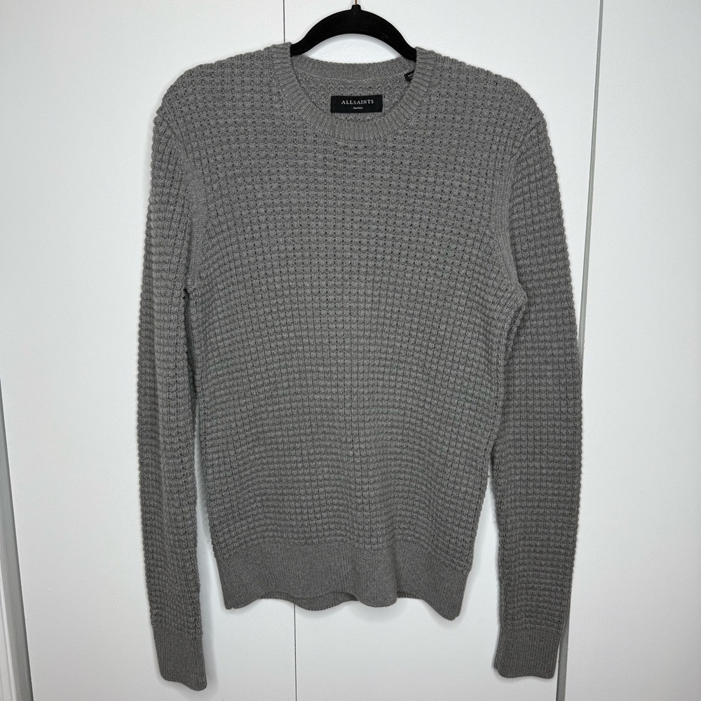 All Saints Men's Textured Gray Crewneck Sweater Small - Picture 2 of 7